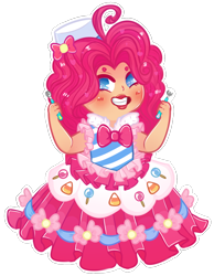 Size: 826x1067 | Tagged: safe, alternate version, artist:lonepuddingcup, pinkie pie, human, g4, bowtie, clothes, dress, female, gala dress, grin, hat, humanized, lipstick, simple background, smiling, solo, transparent background