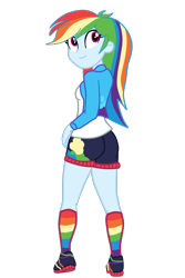 Size: 1128x1692 | Tagged: safe, artist:gmaplay, rainbow dash, equestria girls, g4, ass, butt, clothes, legs, music festival outfit, rainbow socks, rainbutt dash, simple background, socks, solo, striped socks, transparent background