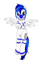 Size: 1024x1366 | Tagged: safe, artist:evomanaphy, oc, oc only, oc:fifty percent, hybrid, original species, pegasus, pony, zebra, zony, flying, looking at you, old cutie mark, simple background, smiling, smiling at you, solo, spread wings, transparent background, wings