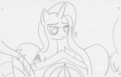 Size: 1200x762 | Tagged: safe, artist:ciaran, derpibooru exclusive, trixie, pony, unicorn, g4, magic duel, season 3, animated, black and white, chariot, eyeroll, female, frame by frame, gif, grayscale, lowres, missing accessory, monochrome, pencil drawing, simple background, traditional animation, traditional art, tree