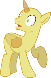 Size: 979x1495 | Tagged: safe, artist:pegasski, oc, oc only, alicorn, pony, g4, the summer sun setback, alicorn oc, bald, base, horn, looking back, male, open mouth, raised hoof, simple background, smiling, solo, stallion, surprised, transparent background, transparent horn, transparent wings, two toned wings, wide eyes, wings