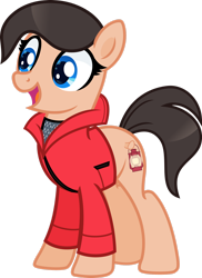 Size: 1600x2194 | Tagged: safe, alternate version, artist:n0kkun, earth pony, pony, clothes, female, hoodie, mare, michelle creber, open mouth, ponified, shirt, simple background, solo, t-shirt, transparent background, voice actor
