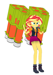 Size: 769x1081 | Tagged: safe, artist:jcpreactyt, sunset shimmer, equestria girls, g4, clothes, missile, revenge, simple background, skirt, solo, splatoon, splatoon 2, tenta missiles, transparent background, weapon