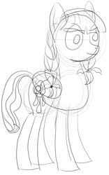Size: 1975x3157 | Tagged: safe, artist:byteslice, inky rose, pegasus, pony, g4, female, folded wings, mare, simple background, sketch, smiling, standing, white background, wings