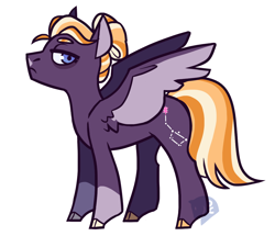 Size: 1140x982 | Tagged: safe, artist:dalecarlian, oc, oc only, oc:sidereal cipher, pegasus, pony, cloven hooves, coat markings, female, mare, offspring, parent:sunburst, parent:twilight sparkle, parents:twiburst, simple background, socks (coat markings), solo, spread wings, white background, wings