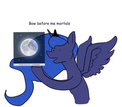 Size: 1600x1400 | Tagged: safe, artist:rocket-lawnchair, princess luna, alicorn, pony, g4, dialogue, dot eyes, female, mare, moon, open mouth, solo