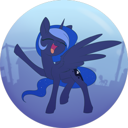 Size: 1727x1727 | Tagged: safe, artist:dusthiel, princess luna, alicorn, pony, g4, eyes closed, female, mare, open mouth, raised hoof, simple background, solo, transparent background