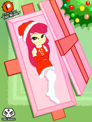 Size: 2650x3507 | Tagged: safe, artist:theminus, apple bloom, human, equestria girls, g4, christmas, christmas tree, clothes, high res, holiday, show accurate, socks, stocking feet, stockings, thigh highs, tree