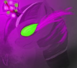 Size: 1024x904 | Tagged: safe, artist:marky1212, artist:mrdragondeathclaw, twilight sparkle, pony, unicorn, g4, colored horn, colored sclera, corrupted, corrupted twilight sparkle, curved horn, dark magic, dark twilight sparkle, glowing eyes, glowing horn, gray background, green sclera, horn, magic, possessed, possession, simple background, solo, sombra eyes, sombra horn, unicorn twilight