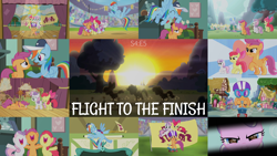 Size: 1964x1105 | Tagged: safe, edit, edited screencap, editor:quoterific, screencap, apple bloom, diamond tiara, rainbow dash, scootaloo, sweetie belle, flight to the finish, g4, coach rainbow dash, cutie mark crusaders