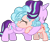 Size: 672x575 | Tagged: safe, artist:birbnerd17, cozy glow, starlight glimmer, g4, a better ending for cozy, adoption, cozybetes, cozylove, cute, glimmerbetes, hug, redemption, reformation, reformed, reformed villain, what if