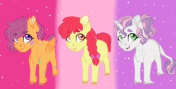 Size: 1280x648 | Tagged: safe, artist:tniyah15, apple bloom, scootaloo, sweetie belle, g4, cutie mark crusaders