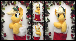 Size: 3255x1754 | Tagged: safe, artist:peruserofpieces, applejack, earth pony, pony, g4, christmas, christmas stocking, cute, female, garland, holiday, holly, jackabetes, looking at you, mare, peruserofpieces is trying to murder us, smiling, smiling at you, solo