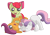 Size: 5016x3541 | Tagged: safe, artist:playful wings, apple bloom, scootaloo, sweetie belle, g4, cutie mark crusaders, playfight, playing, simple background, transparent background