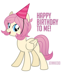 Size: 1041x1200 | Tagged: safe, artist:jennieoo, oc, oc only, oc:gentle star, pegasus, pony, g4, birthday, cute, happy, hat, ocbetes, party hat, show accurate, simple background, solo, transparent background