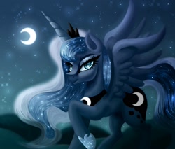 Size: 2000x1700 | Tagged: safe, artist:stormystica, princess luna, alicorn, pony, g4, moon, night, solo