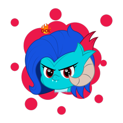 Size: 1920x1920 | Tagged: safe, artist:ragedox, oc, oc only, oc:bluet lovver, dragon, blue, blue hair, blue mane, bust, fangs, female, horn, red eyes, simple background, solo, transparent background, vector