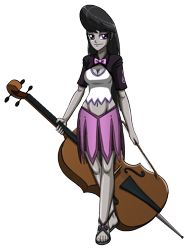 Size: 2312x3040 | Tagged: safe, artist:artemis-polara, octavia melody, equestria girls, g4, belly button, bow (instrument), bowtie, breasts, cello, cleavage, clothes, feet, high res, musical instrument, sandals, shirt, simple background, skirt, solo, toes, transparent background