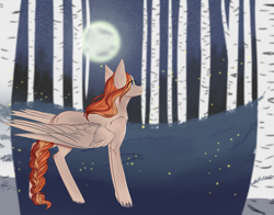 Size: 6989x5470 | Tagged: safe, artist:charlotteartz, oc, oc only, oc:mary, pegasus, pony, absurd resolution, female, mare, moon, solo, tree