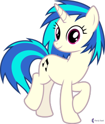 Size: 4000x4710 | Tagged: safe, alternate version, artist:parclytaxel, dj pon-3, vinyl scratch, pony, unicorn, trotcon, trotcon online, .svg available, absurd resolution, female, looking at you, mare, missing accessory, raised hoof, simple background, smiling, solo, transparent background, vector
