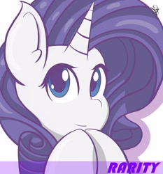 Size: 2800x3000 | Tagged: safe, artist:drawalaverr, rarity, pony, unicorn, g4, bust, fanart, female, high res, hooves together, horn, mare, portrait, quadrupedal, simple background, smiling, solo, white background