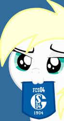 Size: 736x1380 | Tagged: safe, artist:jojodidu, oc, oc only, oc:luftkrieg, pegasus, pony, :3, argentina, aryan, aryan pony, blue background, female, filly, finished version, flag, football, happy, looking at you, nazipone, pegasus oc, phone wallpaper, schalke 04, simple background, solo, sports, wallpaper, wings