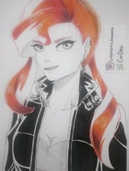 Size: 3120x4160 | Tagged: safe, artist:crydevi, sunset shimmer, equestria girls, g4, solo, traditional art