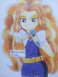 Size: 3120x4160 | Tagged: safe, artist:crydevi, adagio dazzle, equestria girls, g4, microphone, solo, traditional art