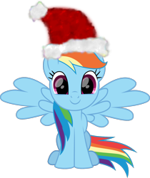 Size: 1440x1715 | Tagged: safe, artist:php178, derpibooru exclusive, part of a set, rainbow dash, pegasus, pony, g4, .svg available, christmas, cute, dashabetes, feathered wings, happy, hat, holiday, inkscape, lincolnbrewsterfan is trying to murder us, lincolnbrewsterfan's christmas ponies, looking at you, santa hat, simple background, sitting, smiling at you, solo, spread wings, svg, transparent background, vector, weapons-grade cute, wings, winter