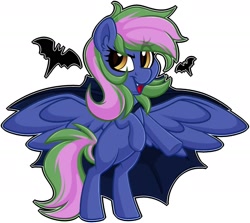 Size: 1874x1674 | Tagged: safe, artist:thehaywaiianhorse, oc, oc only, oc:lishka, pegasus, pony, vampire, vampony, bats!, g4, my little pony: friendship is magic, cape, clothes, cute, halloween, holiday, solo