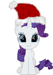 Size: 1167x1644 | Tagged: safe, artist:php178, derpibooru exclusive, part of a set, rarity, pony, unicorn, g4, .svg available, christmas, cute, happy, hat, holiday, inkscape, lincolnbrewsterfan is trying to murder us, lincolnbrewsterfan's christmas ponies, looking at you, raribetes, santa hat, simple background, sitting, smiling at you, solo, svg, transparent background, vector, weapons-grade cute, winter