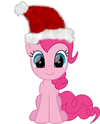 Size: 1280x1594 | Tagged: safe, artist:php178, derpibooru exclusive, part of a set, pinkie pie, earth pony, pony, g4, .svg available, christmas, cute, diapinkes, happy, hat, holiday, inkscape, lincolnbrewsterfan is trying to murder us, lincolnbrewsterfan's christmas ponies, looking at you, santa hat, simple background, sitting, smiling at you, solo, svg, transparent background, vector, weapons-grade cute, winter