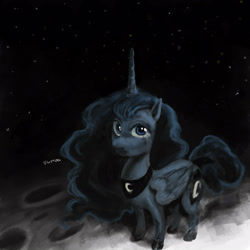 Size: 4000x4000 | Tagged: source needed, safe, artist:misstwipietwins, princess luna, alicorn, pony, g4, moon, moonscape, solo, space, stars