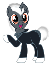 Size: 1736x2312 | Tagged: safe, artist:ponyrailartist, oc, oc only, oc:pixel perfect, pony, unicorn, 2021 community collab, derpibooru community collaboration, clothes, looking at you, open mouth, show accurate, simple background, solo, transparent background