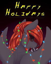 Size: 2700x3400 | Tagged: safe, artist:chapaevv, oc, oc only, oc:noelle, anthro, 2021, christmas, christmas lights, cyberpunk 2077, high res, holiday, solo