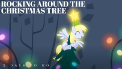 Size: 1920x1080 | Tagged: safe, edit, edited screencap, editor:quoterific, screencap, derpy hooves, pony, a hearth's warming tail, g4, 2, christmas, christmas tree, derpy star, holiday, solo, tree