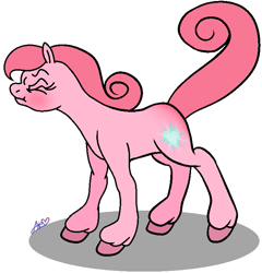 Size: 709x738 | Tagged: safe, artist:muhammad yunus, earth pony, pony, g2, aelita schaeffer, angry, base used, blushing, butt blush, code lyoko, eyes closed, female, mare, ponified, simple background, solo, tail, transparent background