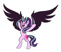 Size: 2300x2000 | Tagged: safe, artist:melspyrose, starlight glimmer, alicorn, pony, g4, alicornified, antagonist, bad end, cutie mark swap, cutie mark theft, good end, high res, implied twilight sparkle, insanity, large wings, laughing, race swap, s5 starlight, simple background, solo, starlicorn, this will end in communism, transformation, transparent background, twilight's cutie mark, vector, what if, wings, xk-class end-of-the-world scenario