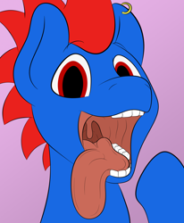 Size: 1768x2148 | Tagged: safe, artist:yannerino, oc, oc only, oc:foxidro, earth pony, pony, invitation, male, maw, mawshot, mouth, open mouth, simple background, solo, tongue out, uvula