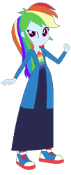 Size: 245x600 | Tagged: safe, artist:cartoonmasterv3, rainbow dash, human, equestria girls, g4, alternate universe, clothes, humanized, long skirt, simple background, skirt, solo, transparent background, vector, wizarding world