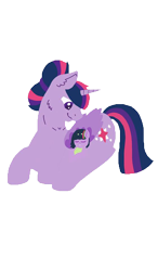 Size: 562x960 | Tagged: safe, artist:snooziiee, twilight sparkle, oc, oc:harmony (snooziiee), alicorn, dracony, hybrid, pony, g4, female, filly, foal, interspecies offspring, lineless, mare, mother and child, mother and daughter, offspring, parent:spike, parent:twilight sparkle, parents:twispike, simple background, transparent background, twilight sparkle (alicorn)