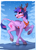 Size: 1730x2370 | Tagged: safe, artist:yakovlev-vad, twilight sparkle, deer, deer pony, original species, peryton, reindeer, g4, antlers, deerlight sparkle, eyebrows, eyebrows visible through hair, female, ice, jingle bells, leonine tail, open mouth, raised hoof, reindeer antlers, reindeerified, reins, slender, smiling, snow, solo, species swap, thin, wings