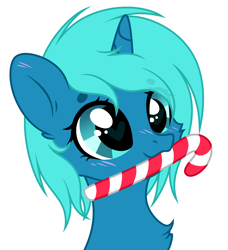 Size: 2572x2826 | Tagged: safe, artist:mint-light, artist:rioshi, artist:starshade, oc, oc only, oc:turquoise dreams, pony, unicorn, base used, bust, candy, candy cane, commission, cute, female, food, heart, heart eyes, high res, mare, simple background, solo, white background, wingding eyes, ych result