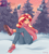 Size: 2190x2448 | Tagged: source needed, safe, artist:xjenn9, sunset shimmer, equestria girls, g4, arms in the air, blushing, clothes, crossed legs, cute, female, forest, grin, high res, looking at you, mittens, one eye closed, patreon, patreon logo, scarf, shimmerbetes, shoes, signature, sitting, smiling, sneakers, snow, snowball, snowfall, solo, tree, wink