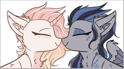 Size: 1235x692 | Tagged: safe, artist:tizhonolulu, oc, alicorn, earth pony, pegasus, pony, unicorn, advertisement, auction, auction open, commission, couple, nuzzling, your character here