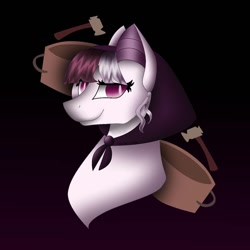 Size: 1080x1080 | Tagged: safe, artist:rxndxm.artist, oc, oc only, earth pony, pony, bust, clothes, earth pony oc, gradient background, headscarf, scarf, smiling, solo
