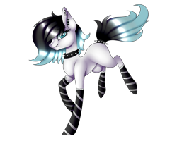 Size: 2000x1600 | Tagged: safe, artist:minelvi, oc, oc only, earth pony, pony, choker, clothes, ear piercing, earring, earth pony oc, eyelashes, jewelry, piercing, simple background, socks, solo, spiked choker, striped socks, tail wrap, transparent background