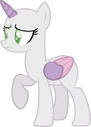 Size: 983x1369 | Tagged: safe, artist:pegasski, oc, oc only, alicorn, pony, g4, growing up is hard to do, alicorn oc, bald, base, eyelashes, female, horn, looking back, mare, simple background, solo, transparent background, transparent horn, transparent wings, two toned wings, wings, worried