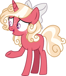 Size: 1000x1135 | Tagged: safe, artist:gallantserver, oc, oc only, pony, unicorn, bow, female, hair bow, offspring, parent:big macintosh, parent:sweetie belle, parents:sweetiemac, simple background, solo, teenager, transparent background