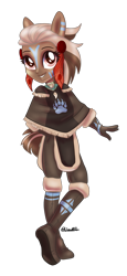 Size: 877x1900 | Tagged: safe, artist:wicked-red-art, oc, oc only, oc:matoka, equestria girls, g4, boots, clothes, commission, equestria girls-ified, female, gloves, grin, jewelry, native american, necklace, pants, poncho, ponied up, shirt, shoes, simple background, smiling, solo, tattoo, transparent background